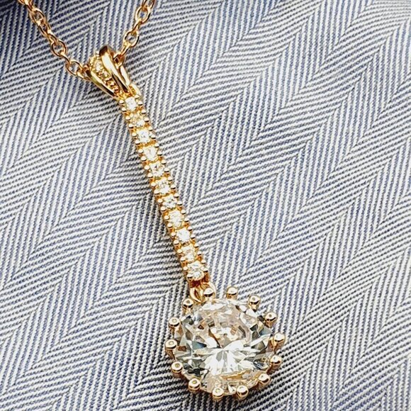 Dazzling Round Sun Flower CZ Long Pendant Necklace for Women, EVGG1112 - Picture 3 of 13